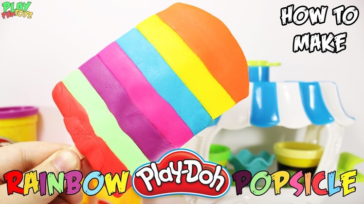 How to make Play Doh Rainbow Ice Cream Popsicle and Learn Colors