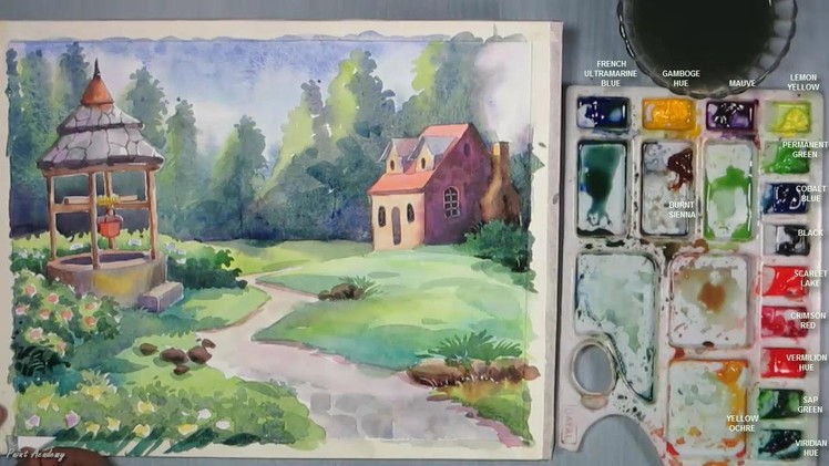 How to Paint A House Landscape with Watercolor | Episode-4