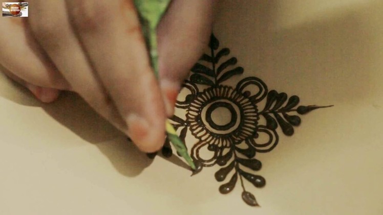 How To Practice Basic Simple Mehndi Design:Circular with Leaf Mehendi Art