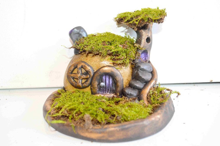 How To Sculpt A Stone Fairy House and Moss Garden With Polymer Clay