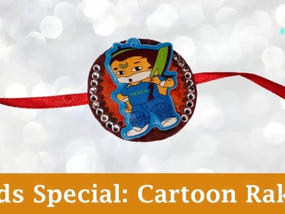 KIDS DIY: Cartoon. Sticker Rakhi With Handmade Sheet + Stone - Kids Special