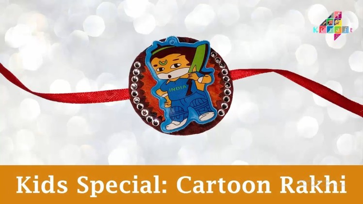 KIDS DIY: Cartoon. Sticker Rakhi With Handmade Sheet + Stone - Kids Special
