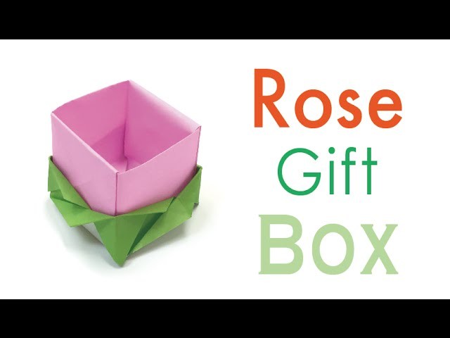 Origami Paper Rose Flower Gift Box 