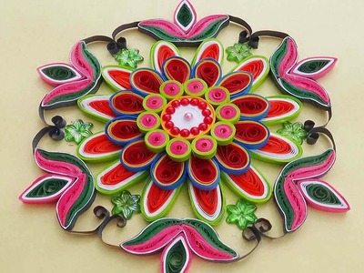 Paper Quilling |Easy and simple rangoli using flowers | Creative rangoli designs for Diwali festival
