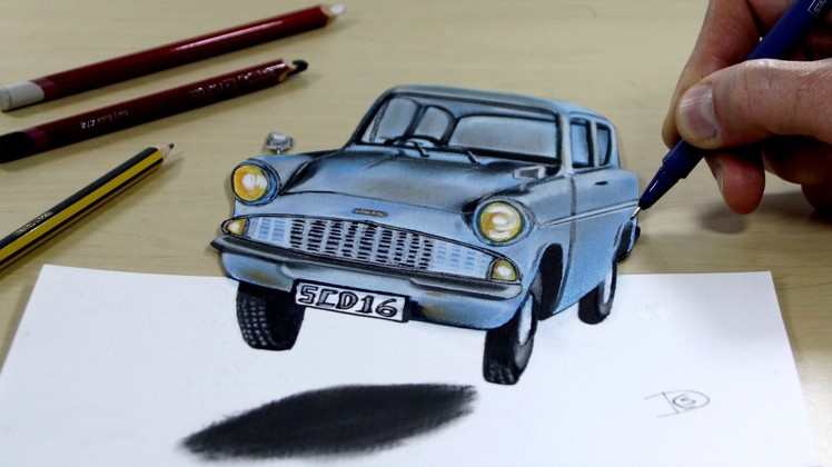 3D Trick Art on Paper Harry potter's car