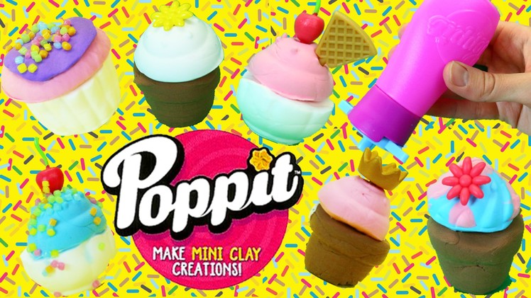 Clay Cupcakes & Ice Cream Cones DIY Poppit Clay Dough For Shopkins Shoppies Dolls CHALLENGE Game