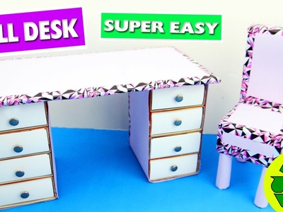 DIY | Cardboard Doll Desk - Easy Doll Crafts - Simplekidscrafts