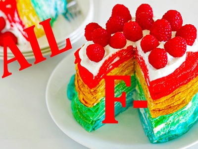 DIY Rainbow Nutella Funfetti Crepe Cake FAIL. .