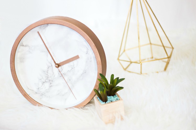 DIY Rose Gold Marble Clock