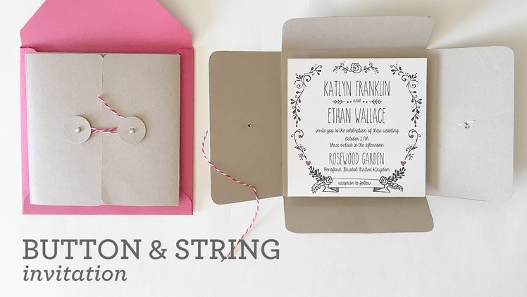 DIY Wedding Invitation Pocket with Button & String Closure
