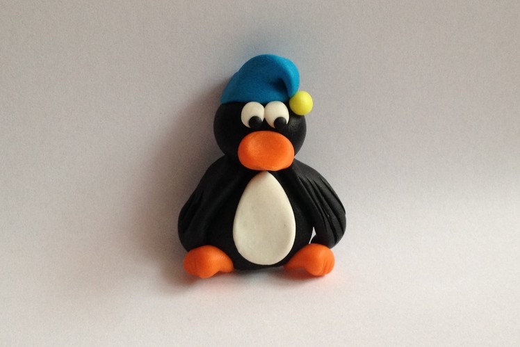 Penguin handmade polymer clay tutorial (magnet on fridge)