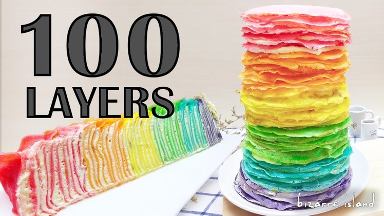 100+ Layers CAKE | Rainbow Mille Crepe Cake | bizarre island