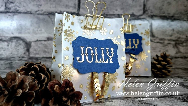 Day 2 - Christmas In July 2016 - Stampin' Up! Gold Snowflake Vellum Treat Bag Tutorial