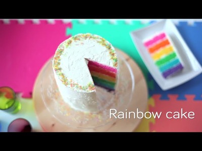 Easy rainbow cake recipe - How to make a rainbow cake