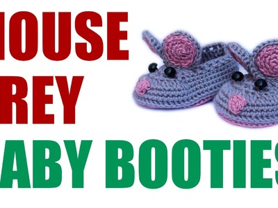 How To Crochet Simple Baby Booties Mouse grey baby booties part 1