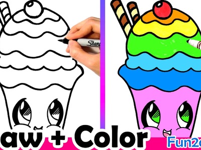 How to Draw a Rainbow Sundae Cute + Easy