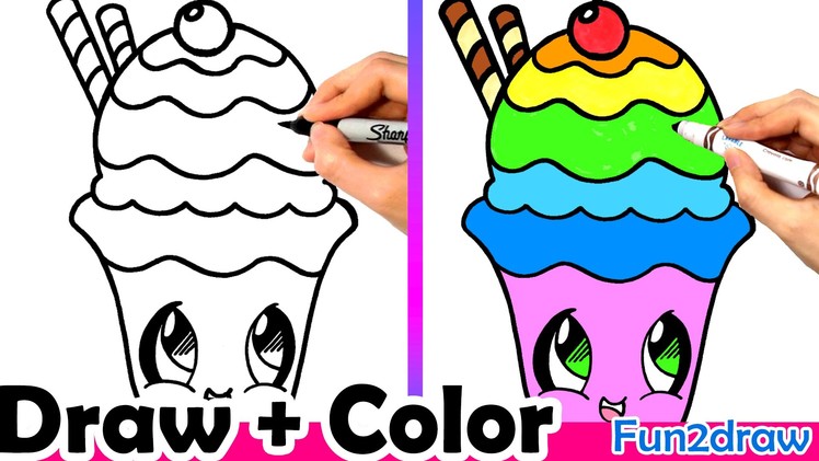 How to Draw a Rainbow Sundae Cute + Easy