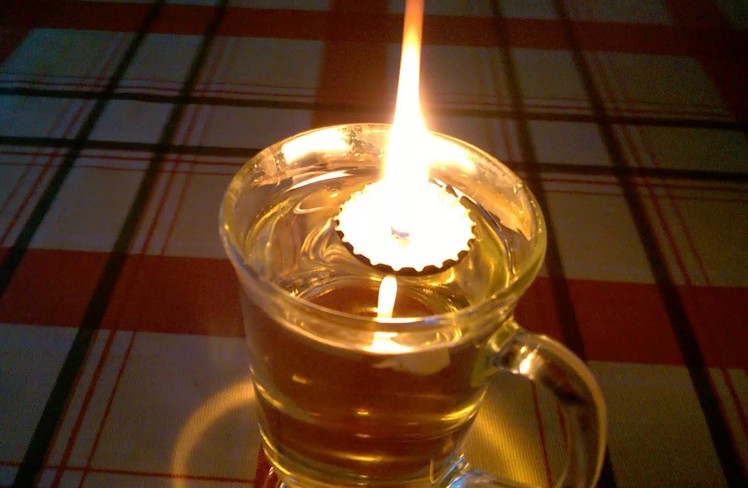 How To Make A Floating Wick Oil Lamp (from a bottle top)