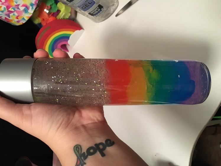 How to make a Rainbow Sensory Bottle + Liquid Water Color!