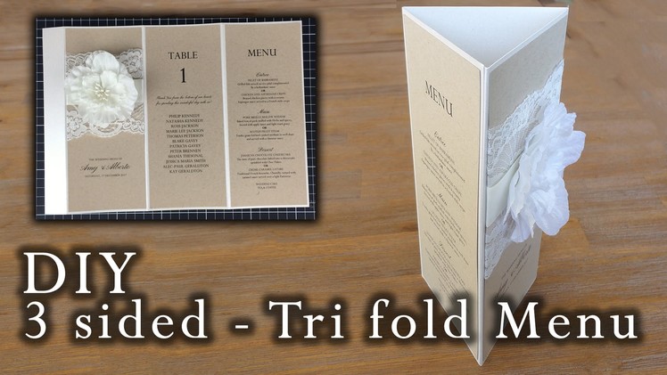 How to make a rustic 3 sided tri fold menu | wedding menu | DIY invitations