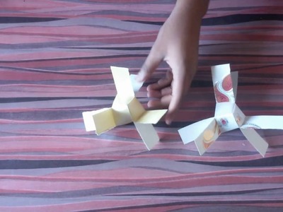 How to make double blade rotating paper windmill or paper fan latest paper trick 2016