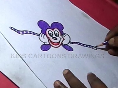 How to Make Handmade Mickey mouse Rakhi Drawing for Kids Step by step