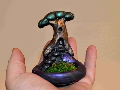 How to Sculpt A Miniature Fairy Tree House and Garden in Polymer Clay