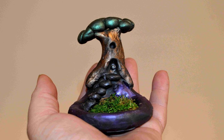 How to Sculpt A Miniature Fairy Tree House and Garden in Polymer Clay