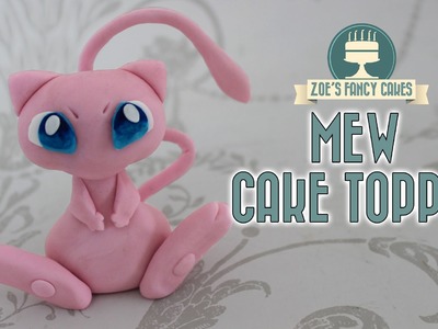 Mew cake topper : Pokemon gum paste or polymer clay model