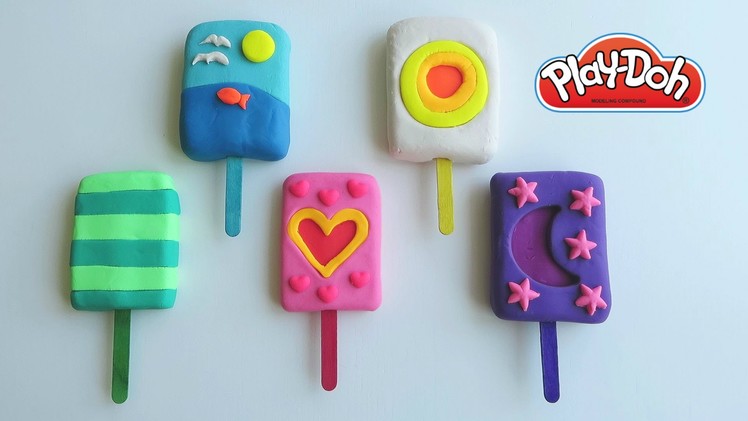 Play-Doh How To Make Colorful Ice Cream Popsicle Creative DIY Fun For Children with Modeling Clay