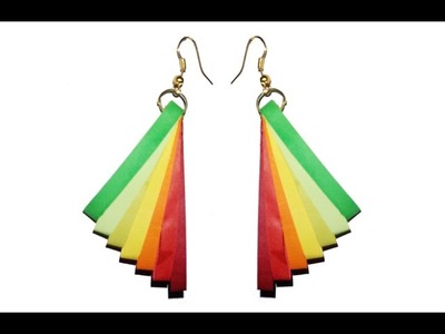 Quilling Earrings with rainbow colors New model quilling earring making turorial