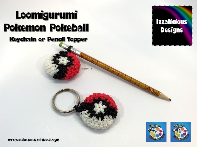 Rainbow Loom Loomigurumi Pokemon Pokeball Keychain Keyring Pencil Topper