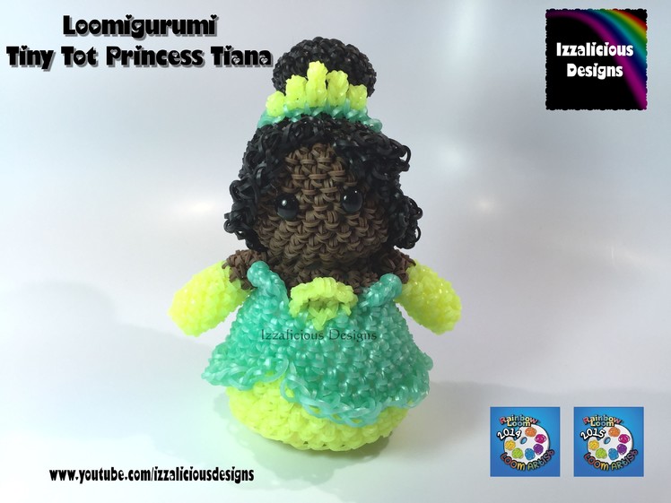 Rainbow Loom Loomigurumi Tiny Tot Princess Tiana  The Princess & The Frog made w. Rainbow Loom Bands