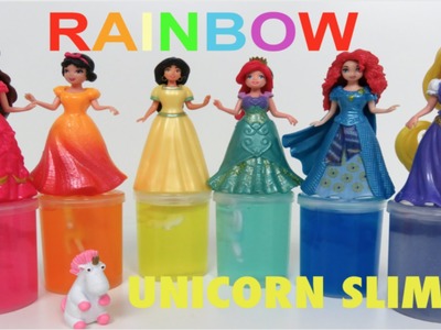 Rainbow UNICORN SLIME Sparkling Disney Princess Magiclip Colors Ariel Belle Jasmine Rapunzel
