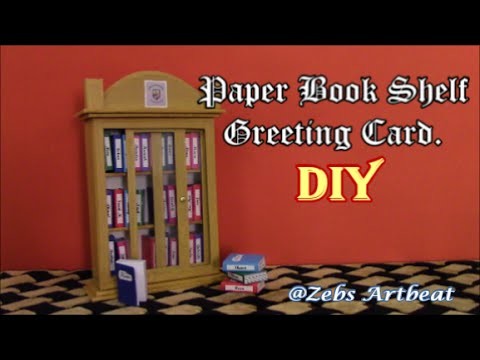 Sliding Door Bookshelf with mini Greeting Cards DIY!
