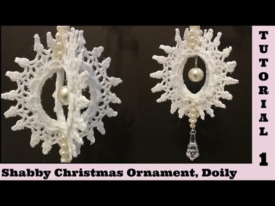Spin Doily 1,  Christmas Ornament, Snowflake, Shabby Chic Tutorial, decor. by Devotion