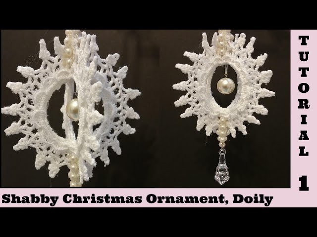 Spin Doily 1,  Christmas Ornament, Snowflake, Shabby Chic Tutorial, decor. by Devotion