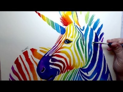 [ Zebracorn ] Rainbow Watercolor Time Lapse Painting