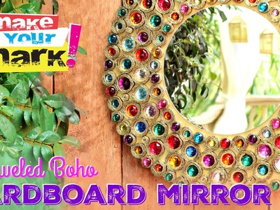 Bejeweled Boho Cardboard Mirror DIY