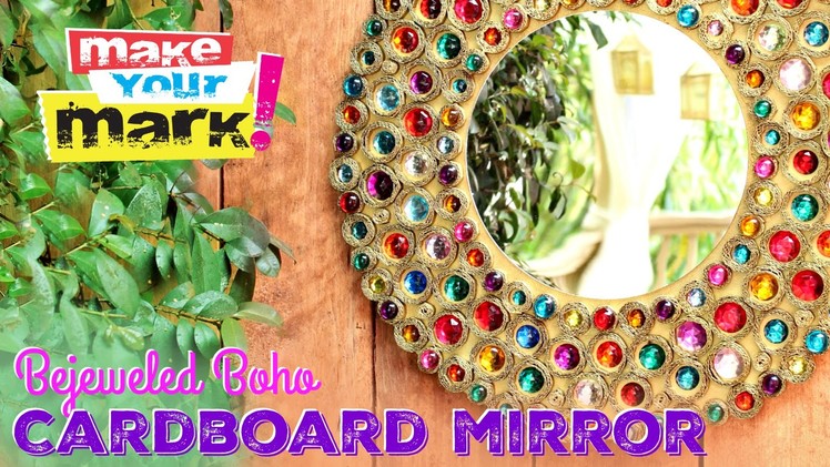 Bejeweled Boho Cardboard Mirror DIY