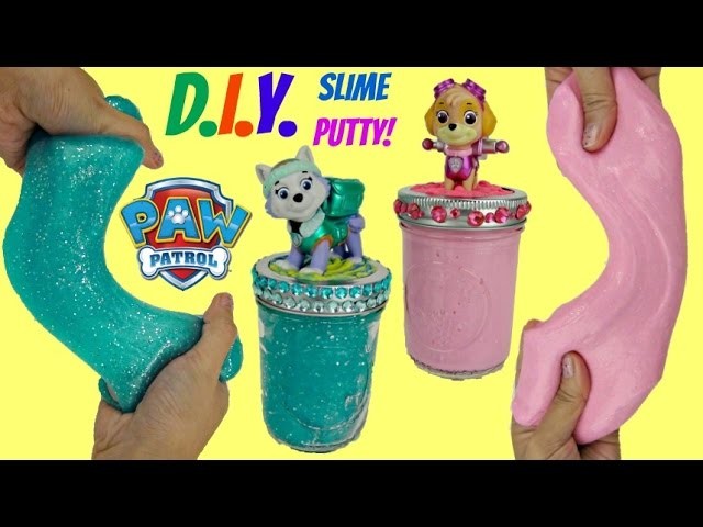 DO-IT-YOURSELF Paw Patrol Glitter Slime Putty DIY With Skye & Everest, Doh Vinci Toy Craft. TUYC