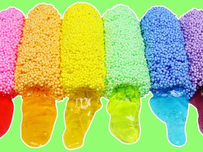 LEARN COLORS with Clay Foam Mozzarella Sticks | DIY How To Make Rainbow Colors Foam Clay Slime