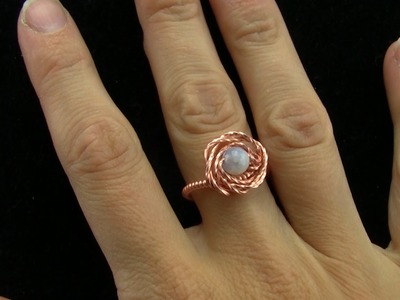 Beginner Flower Ring With Gemstone Bead Wire Wrap Tutorial