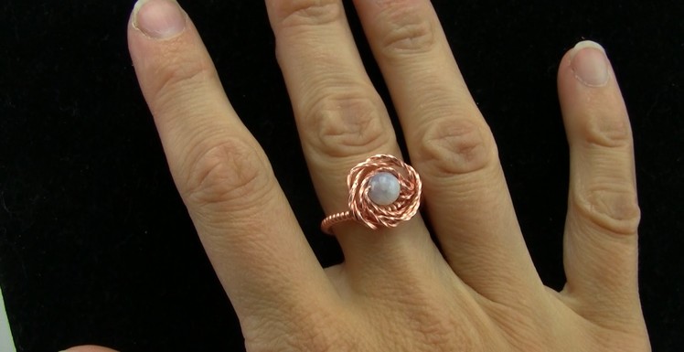 Beginner Flower Ring With Gemstone Bead Wire Wrap Tutorial