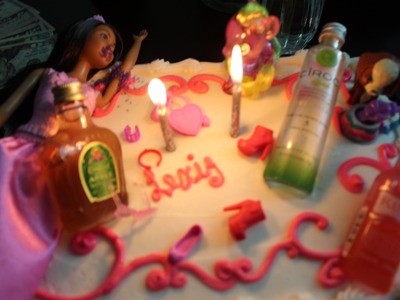 DIY 21st  Drunk Barbie Birthday Cake