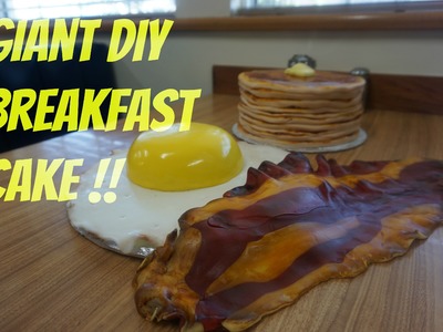 DIY Breakfast Cake Tutorial! GIANT Pancakes, Egg, and Chocolate Bacon!!
