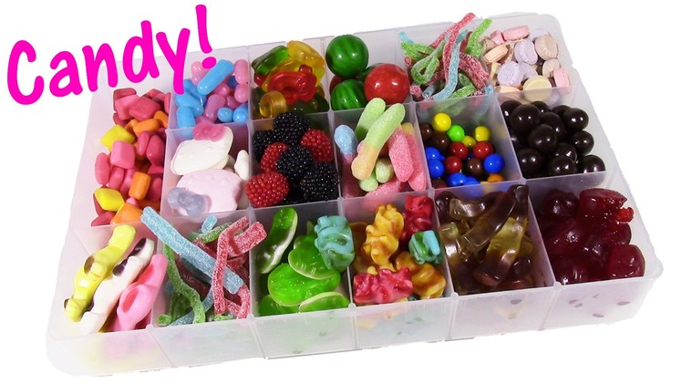 DIY CANDY Survivor BOX! Gumballs Swirly Gummy Candy Chocolate Sixlets Hello Kitty Pez! Sweets Review