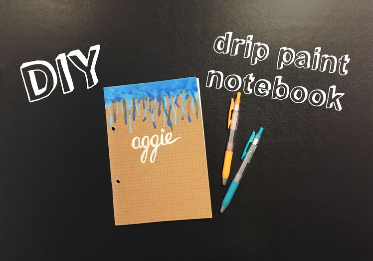 DIY drip paint notebook - back to school.uni