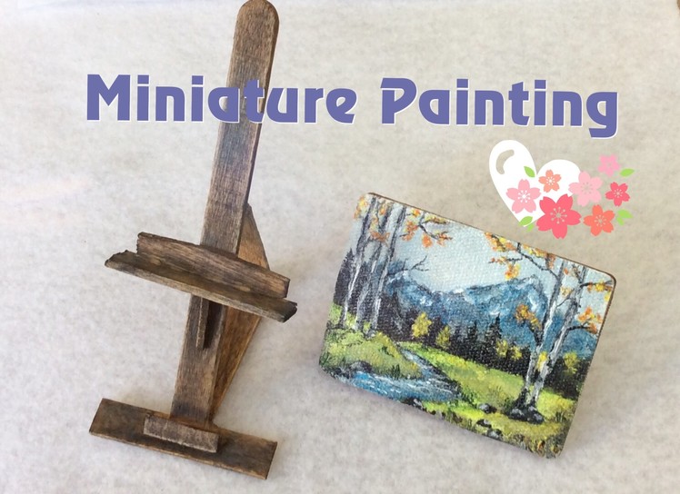 DIY Miniature Painting with Easel for dollhouse - Landscape Oil Painting Tutorial