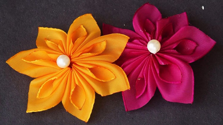 DIY Satin Ribbon Flowers in Handloom Crafts by SrujanaTV